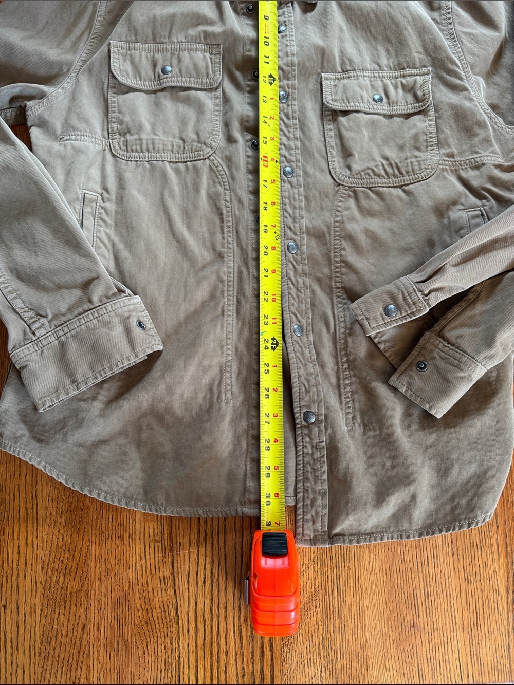Flint and Tinder Large Men's Button-Front Casual Shirt Jacket - Taupe - Picture 3 of 6
